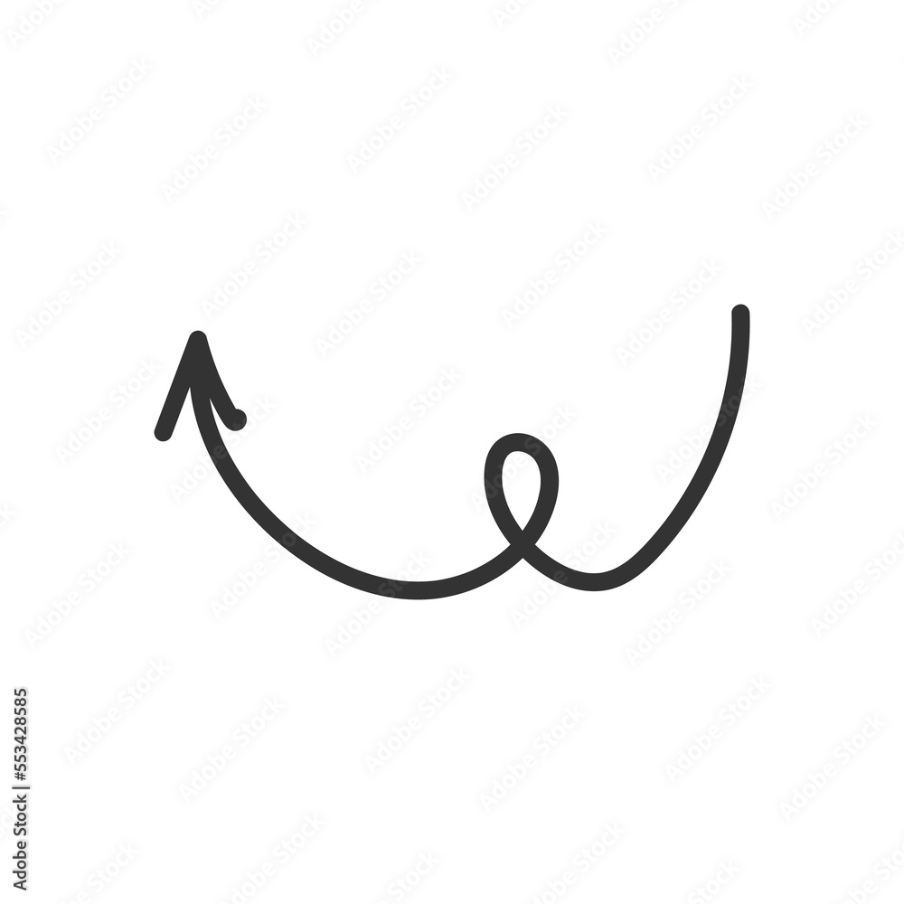 Curved arrow hand drawn. Sketch doodle style. Curved arrow hand drawn. Sketch doodle style.