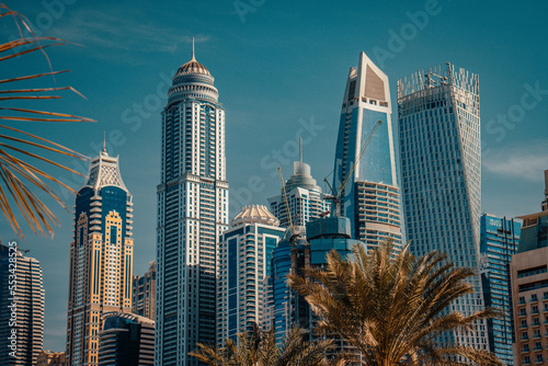 Dubai Marina with beautiful city sunset time