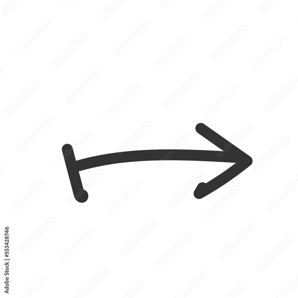 Curved arrow hand drawn. Sketch doodle style. Curved arrow hand drawn. Sketch doodle style.