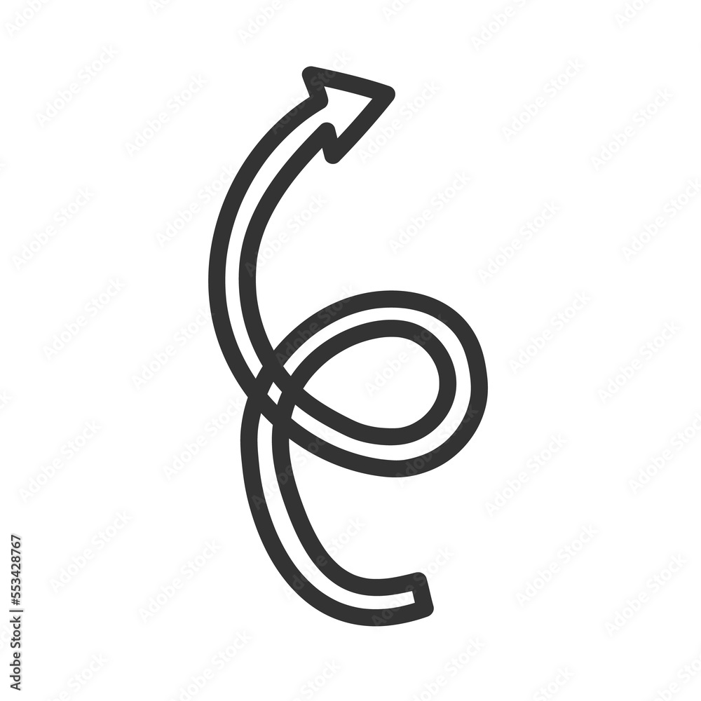 Curved arrow hand drawn. Sketch doodle style. Curved arrow hand drawn. Sketch doodle style.