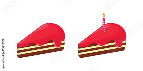 cake illustration design with strawberry jam topping