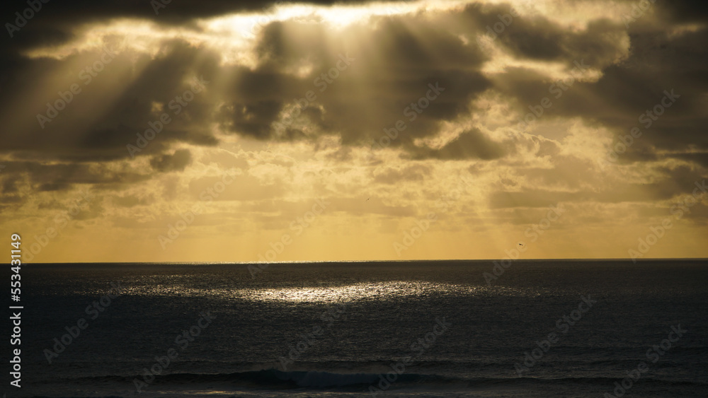 Crepuscular rays over the Atlantic Ocean
