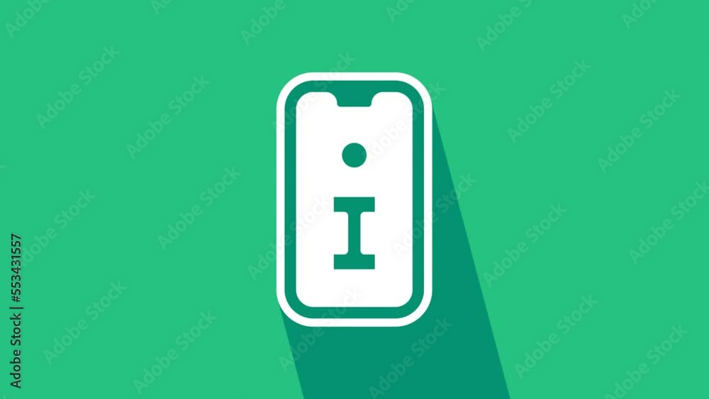 White Information icon isolated on green background. 4K Video motion graphic animation White Information icon isolated on green background. 4K Video motion graphic animation