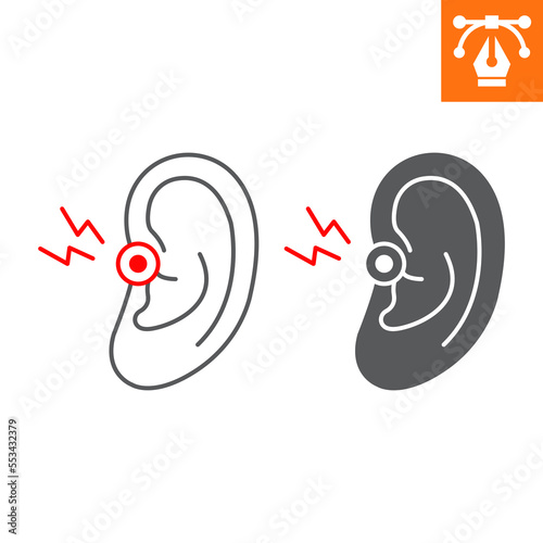 Otitis line and solid icon, outline style icon for web site or mobile app, ear and pain, earache vector icon, simple vector illustration, vector graphics with editable strokes.