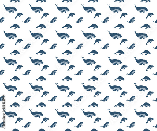 sea cow seamless pattern vector