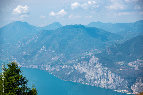 Mount Baldo (Monte Baldo) panorama wiev,Panorama of the gorgeous Garda lake surrounded by mountains © hajdar