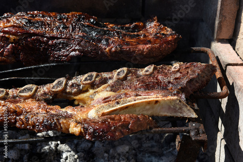 Barbecue, grilled sausages and cow meat , traditional argentine cuisine