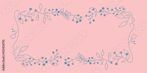 Vector. Merry Christmas and Happy New Year floral background, copy space for text. Rustic horizontal frame template for Christmas cards, wedding invitations, party invitations. Hand-drawn sketch. © Alena Lauretskaia