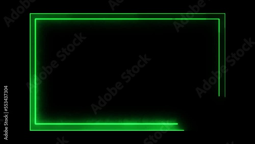 electricity animation, or fire burning square or rectangle shape into 4k alpha channel video frame for background editing