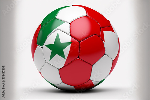 Soccer ball with the flag of Morocco isolated on white