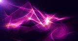 Futuristic abstract purple glowing waves shining magical energy on black background. Abstract background