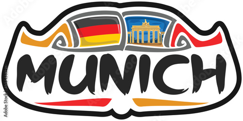 Munich Germany Flag Travel Souvenir Sticker Skyline Landmark Logo Badge Stamp Seal Emblem SVG EPS