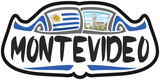 Montevideo Uruguay Flag Travel Souvenir Sticker Skyline Landmark Logo Badge Stamp Seal Emblem EPS