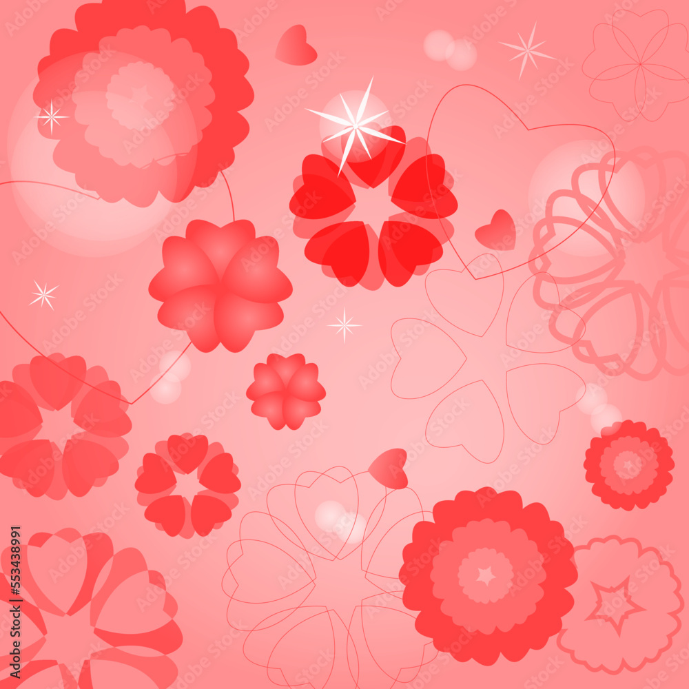 Abstract pink sparking flowers and gradient Valentines Day card vector Abstract pink sparking flowers and gradient Valentines Day card vector