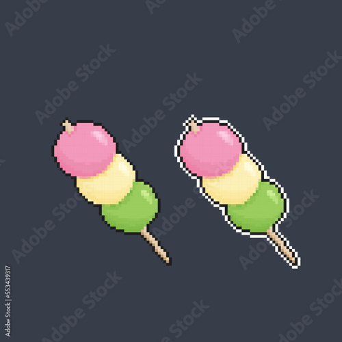 dango dumplings in pixel art style