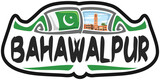 Bahawalpur Pakistan Flag Travel Souvenir Sticker Skyline Landmark Logo Badge Stamp Seal Emblem EPS