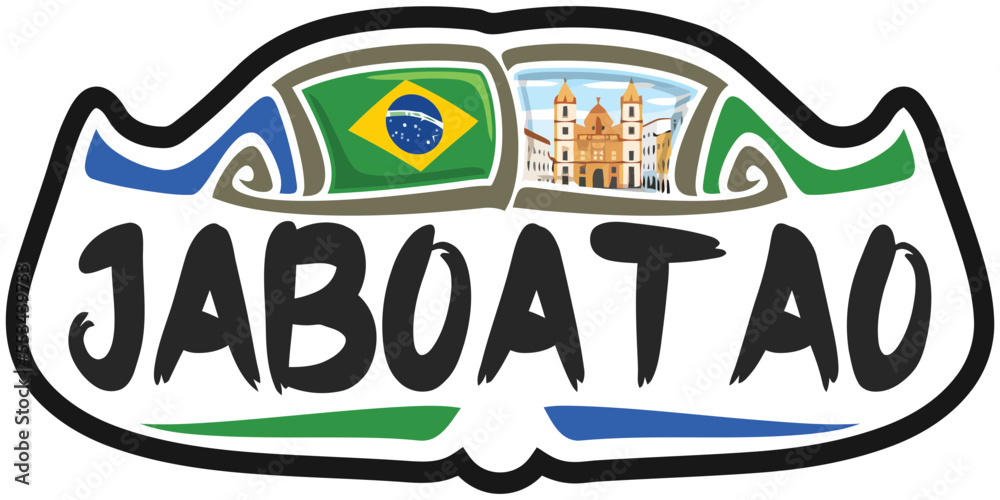 Jaboatao Brazil Flag Travel Souvenir Sticker Skyline Landmark Logo Badge Stamp Seal Emblem SVG EPS