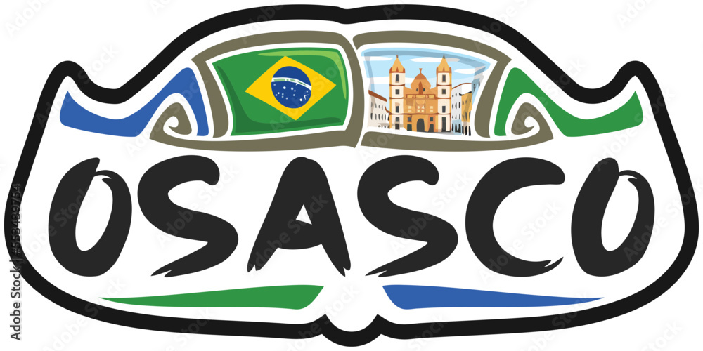 Osasco Brazil Flag Travel Souvenir Sticker Skyline Landmark Logo Badge Stamp Seal Emblem SVG EPS