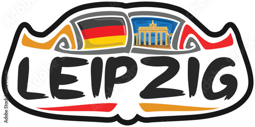 Leipzig Germany Flag Travel Souvenir Sticker Skyline Landmark Logo Badge Stamp Seal Emblem SVG EPS