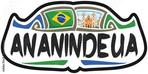 Ananindeua Brazil Flag Travel Souvenir Sticker Skyline Landmark Logo Badge Stamp Seal Emblem SVG EPS photo