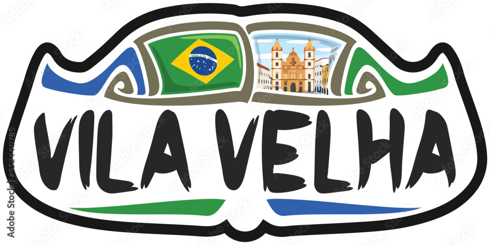 Vila Velha Brazil Flag Travel Souvenir Sticker Skyline Landmark Logo Badge Stamp Seal Emblem SVG EPS