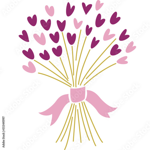 Heart flowers  Hand drew heart flower doodle vector  Floral decoration for valentine s day or wedding card. heart shaped flower  Wedding flowers are blooming in a bouquet  tree  shrubby  bush.