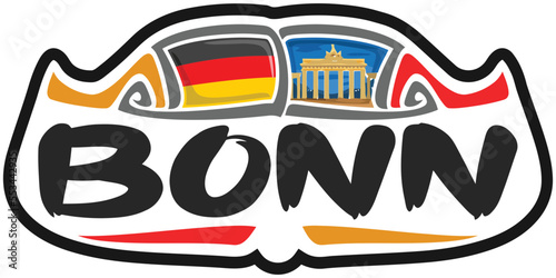 Bonn Germany Flag Travel Souvenir Sticker Skyline Landmark Logo Badge Stamp Seal Emblem EPS
