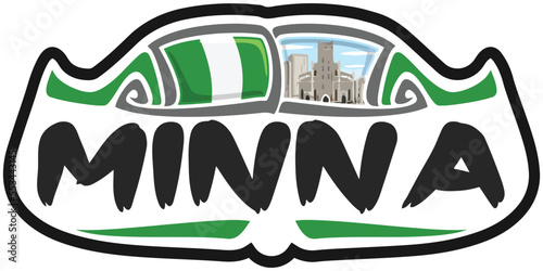 Minna Nigeria Flag Travel Souvenir Sticker Skyline Landmark Logo Badge Stamp Seal Emblem EPS