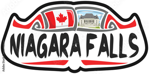 Niagara Falls Canada Flag Travel Souvenir Sticker Skyline Landmark Logo Badge Stamp Seal Emblem EPS