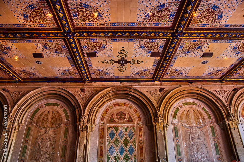 Interior building murals and limestone in Central Park New York City