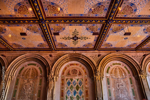 Interior building murals and limestone in Central Park New York City