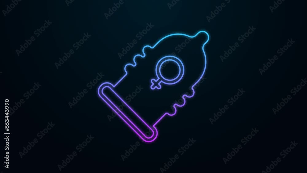 Glowing neon line Condom safe sex icon isolated on black background. Safe love symbol. Contraceptive method for male. 4K Video motion graphic animation Glowing neon line Condom safe sex icon isolated on black background. Safe love symbol. Contraceptive method for male. 4K Video motion graphic animation