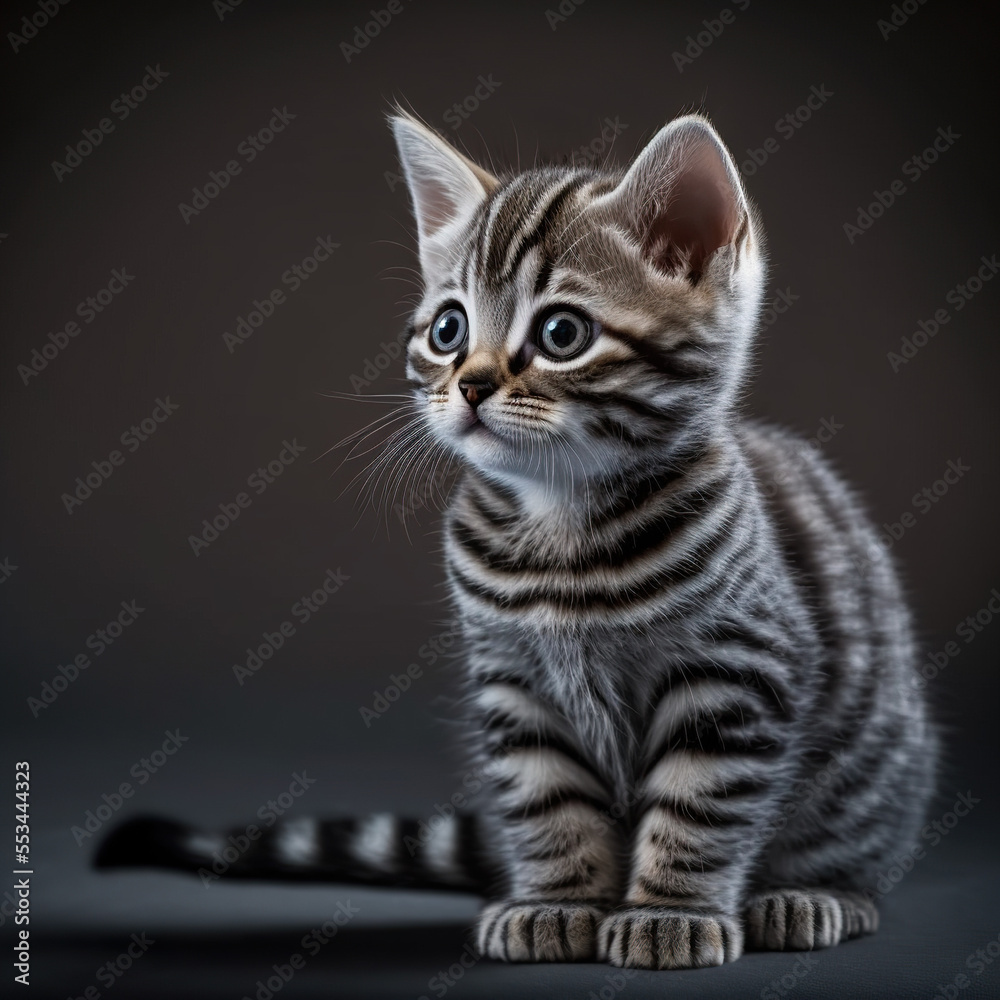closeup portrait of an american shorthair kitten