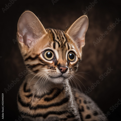 closeup portrait of a bengal kitten