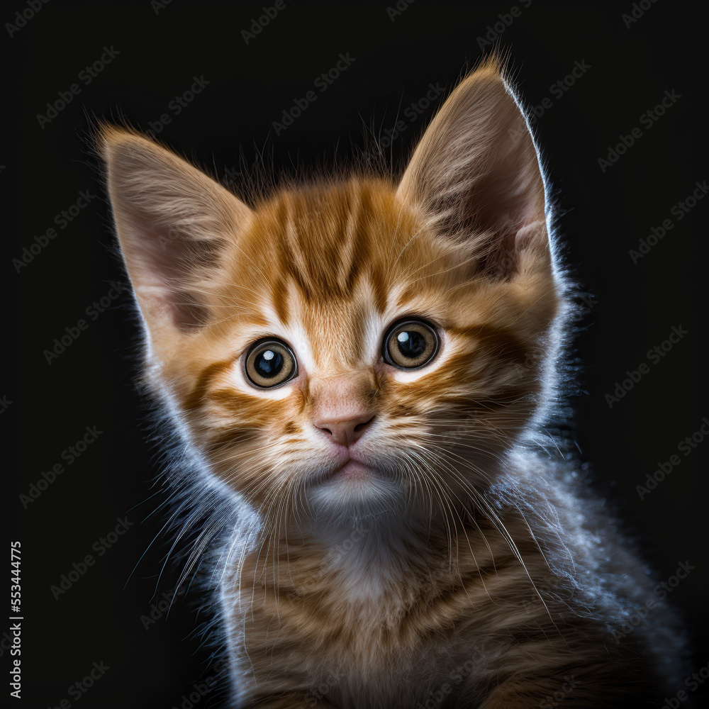 closeup portrait of a ginger kitten