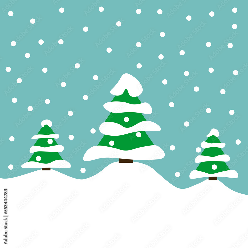 Christmas trees in the snow, vector. Winter landscape, Christmas trees in the snow, snowfall. Christmas trees in the snow, vector. Winter landscape, Christmas trees in the snow, snowfall.