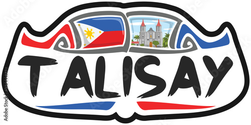 Talisay Philippines Flag Travel Souvenir Sticker Skyline Landmark Logo Badge Stamp Seal Emblem EPS