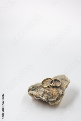 wedding rings on the stone