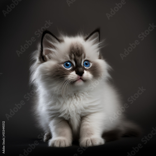 closeup portrait of aragdoll kitten