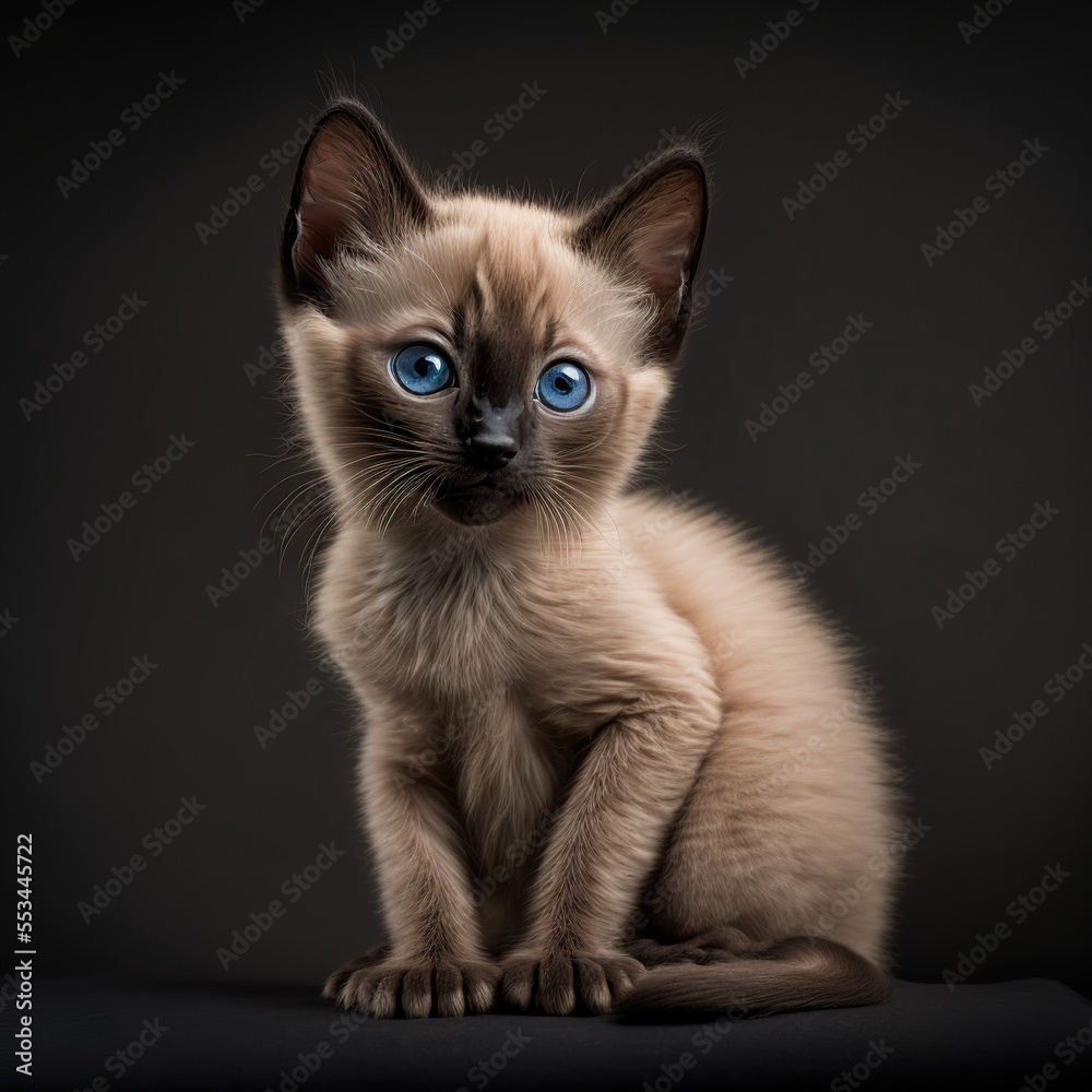 closeup portrait of a siamese kitten