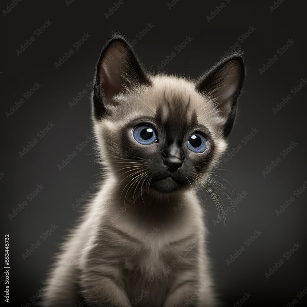 closeup portrait of a siamese kitten