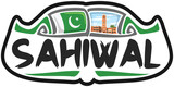 Sahiwal Pakistan Flag Travel Souvenir Sticker Skyline Landmark Logo Badge Stamp Seal Emblem Coat of Arms Vector Illustration SVG EPS
