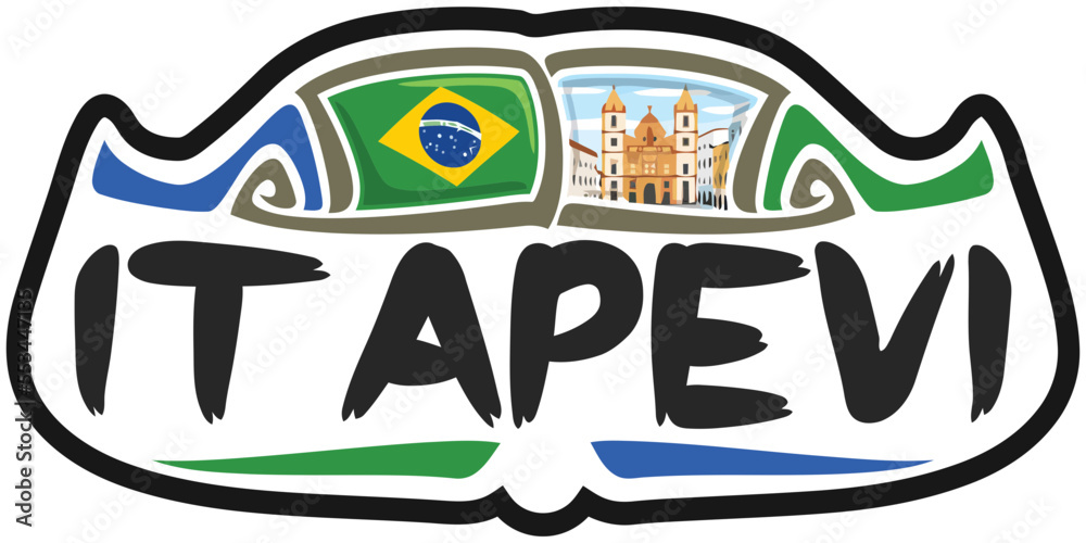 Itapevi Brazil Flag Travel Souvenir Sticker Skyline Landmark Logo Badge Stamp Seal Emblem Coat of Arms Vector Illustration SVG EPS