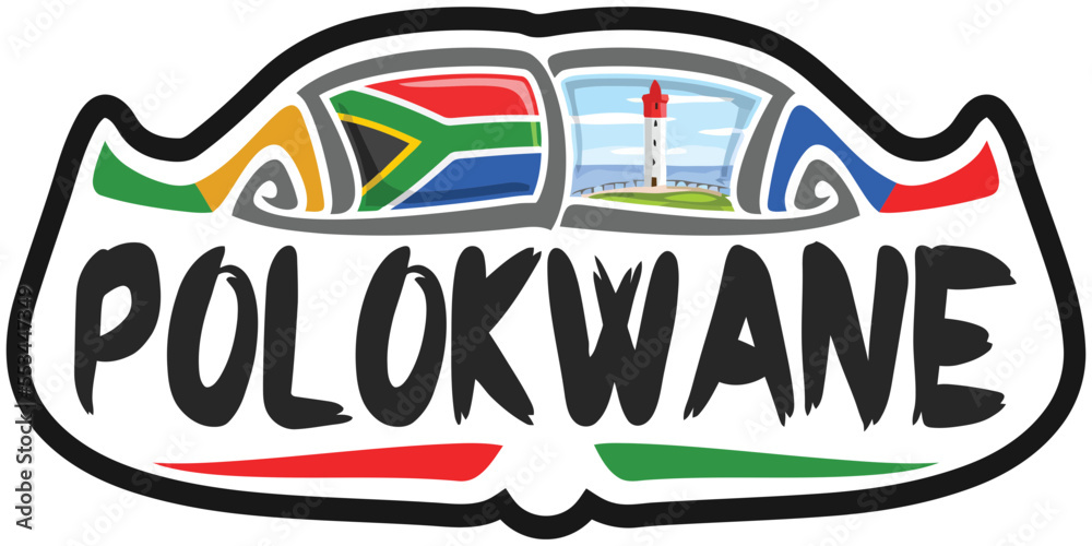 Polokwane South Africa Flag Travel Souvenir Sticker Skyline Landmark