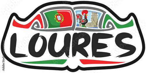 Loures Portugal Flag Travel Souvenir Sticker Skyline Landmark Logo Badge Stamp Seal Emblem Coat of Arms Vector Illustration SVG EPS photo