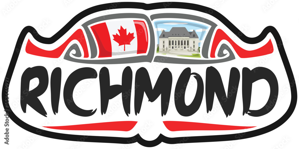 Richmond Canada Flag Travel Souvenir Sticker Skyline Landmark Logo Badge Stamp Seal Emblem Coat of Arms Vector Illustration SVG EPS