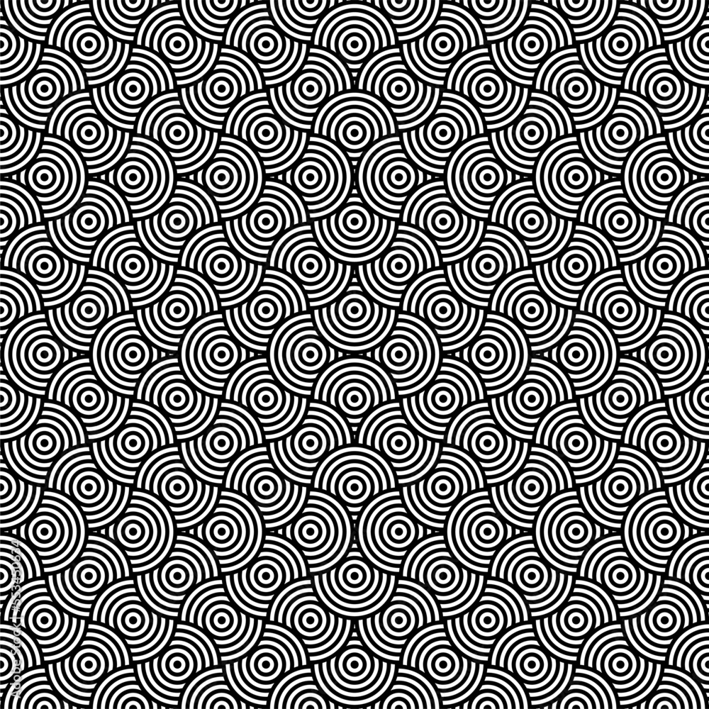 Vector Seamless Black and White Organic Curved Lines Hexagonal Geometric Pattern.Vector Seamless Black And White Hexagon Rectangle Line Grid Halftone Pattern.Arabic geometric texture.