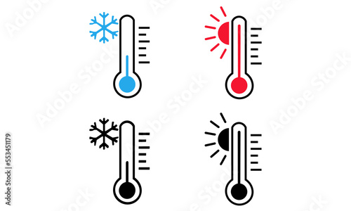  thermometer icon set hot and cold outdoor weather eps10