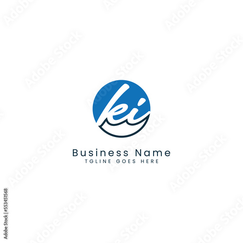 K I KI Initial letter handwritten and signature vector image template in round shape logo