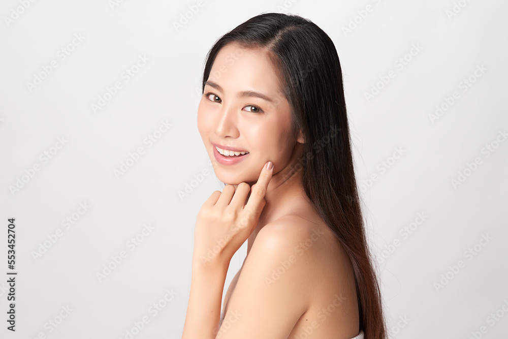 Beautiful young asian woman with clean fresh skin on white background, Face care, Facial treatment, Cosmetology, beauty and spa, Asian women portrait. Beautiful young asian woman with clean fresh skin on white background, Face care, Facial treatment, Cosmetology, beauty and spa, Asian women portrait.